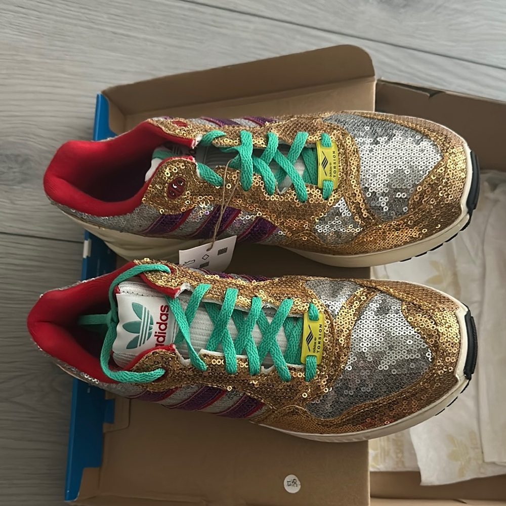 adidas Gold and Silver Sequin Athletic Shoes